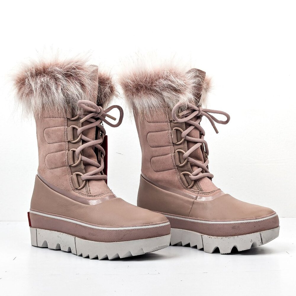 Sorel Women Joan Artic Next Light Faux Fur Leather Rose Pink Winter Boots size 7
